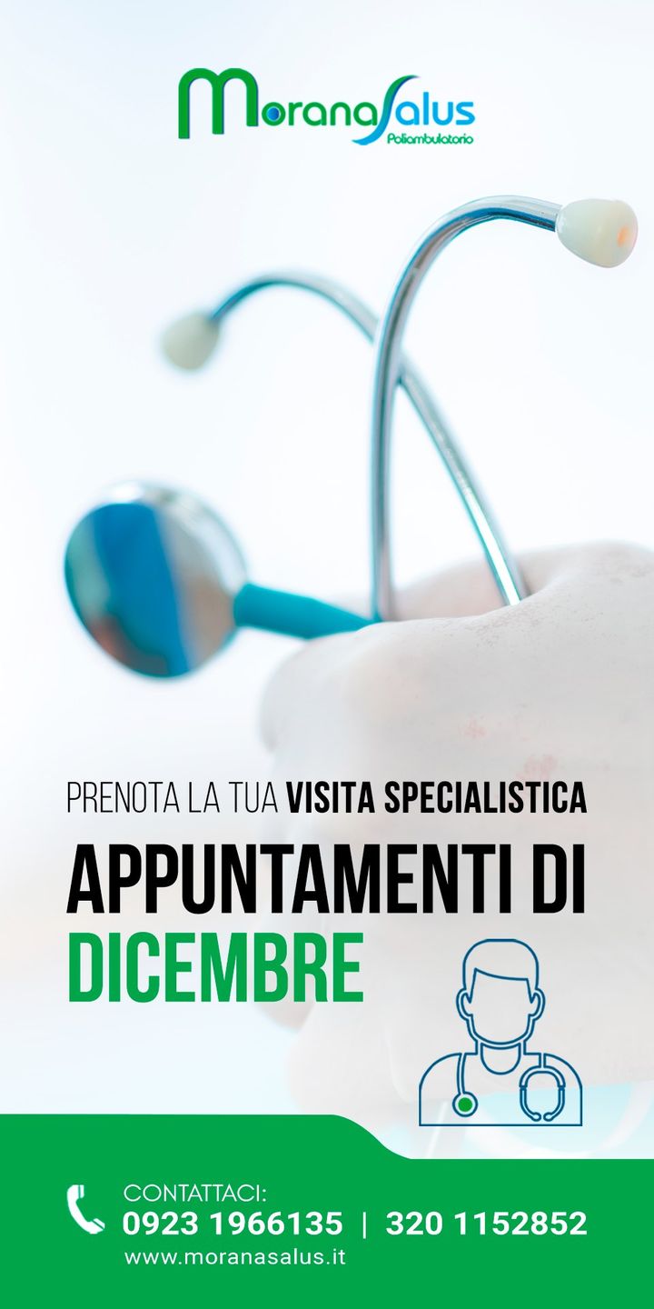 I nostri appuntamenti di #DICEMBRE 2023:

➡️ #Neuropsichiatria
Dott. Benedetto Morana 4/18
