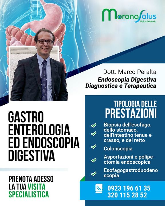 Prenota adesso la tua #visita #specialistica con il Dott. Marco Peralta, specialista in Gastroenterologia ed esperto in Endoscopia Digestiva Diagnostica e Terapeutica!