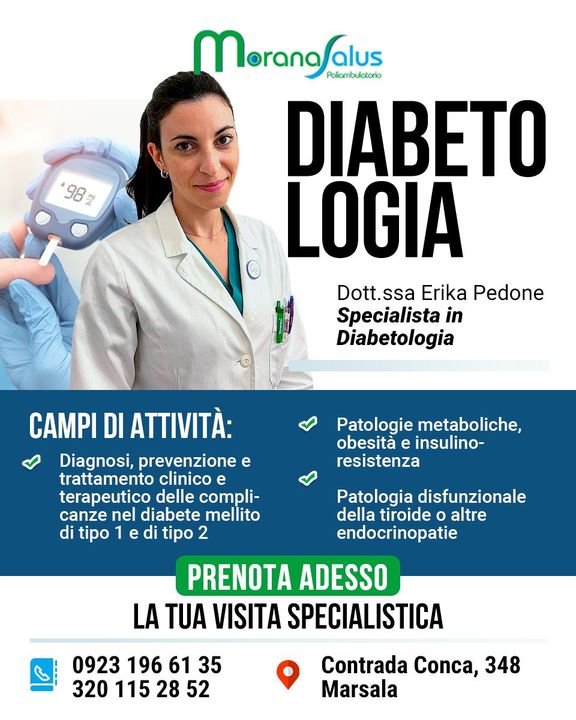 Prenota adesso la tua #visita #DIABETOLOGICA con la Dott.ssa Erika Pedone, Specialista in Diabetologia.