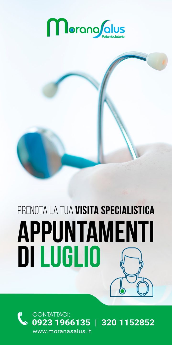 I nostri #APPUNTAMENTI di #LUGLIO 2023:

➡️ #Neuropsichiatria
Dott. Benedetto Morana 3