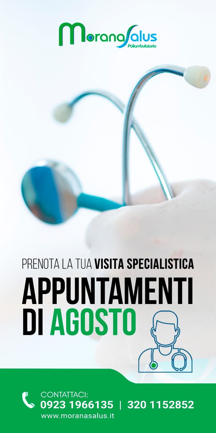 I nostri #APPUNTAMENTI di #AGOSTO 2023:

➡️ #Neuropsichiatria
Dott. Benedetto Morana 7/21/28