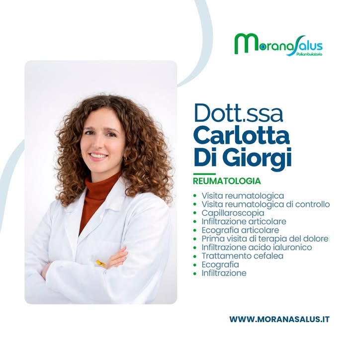 Presentiamo la 𝐃𝐨𝐭𝐭.𝐬𝐬𝐚 𝐃𝐢 𝐆𝐢𝐨𝐫𝐠𝐢 𝐂𝐚𝐫𝐥𝐨𝐭𝐭𝐚, Specialista in Reumatologia👩‍⚕️

Potrai affidarti